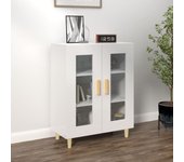 Aparador | aparador de comedor | armario de cocina de madera contrachapada blanco brillante 69,5x34x90 cm cfw53056