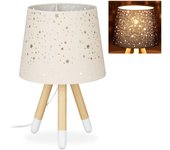 Relaxdays lámpara de mesa infantil, para niños & niñas, e14, redonda, 40 cm, estrellas, rosa