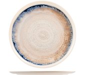 H&h lote de 6 platos redondos de gres artesanal decorados borde azul cm 32.