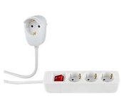 Rev base de enchufe múltiple 3+1 tomas 5m + interruptor blanco