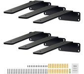 Vevor soporte para estante, 6 piezas, soportes para estantes flotantes resistentes, soportes para estantes de color negro, soportes para estantes de a