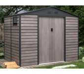 Caseta de jardín de acero galvanizado efecto madera adelmo - gris - 5,40 m²