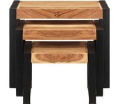 3 piezas mesas apilables | mesita auxiliar | mesa de café madera maciza con acabado de sheesham cfw67299
