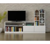 Mueble tv con compartimentos - color: blanco - fidana