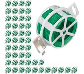 Relaxdays set de 50 carretes de alambre, alambre para atar plastificado, bobina con cortador, inoxidable, 50m, verde