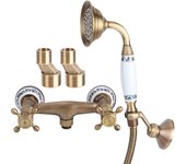 Kit de ducha vintage de cobre con cabezal de ducha, manguera e instalación oculta - accesorios de baño