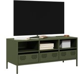 Maison exclusive - mueble tv acero laminado en frío verde oliva 101,5x39x43,5 cm