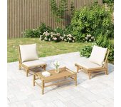 Maison exclusive - set de muebles de jardín 3 piezas bambú y cojines blanco crema