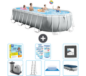 Paquete de piscina - intex - oval - 610x305x122 cm + accesorios cb49