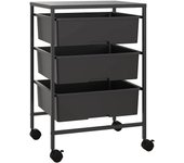 Carrito auxiliar homcom acero, pp negro 40.8x33.5x60.5 cm