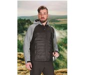 Chaqueta softshell acolchada con diseño bicolor en gris y negro, con capucha valento bering