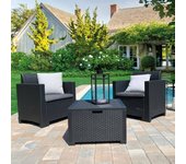 Conjunto de salón exterior neptune, conjunto de jardín con cojines, conjunto de salón interior efecto ratán, 100% made in italy, antracita