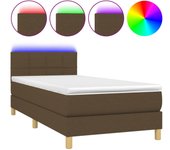 Somier de láminas y colchón con led marrón oscuro 90x190cm