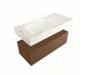 Mondiaz alan-dlux 100cm mueble de baño rust 1 cajón. con lavabo cloud izquierda sin orificios color frappe