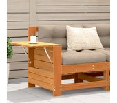 Sofá de jardín con reposabrazos y mesa auxiliar de madera maciza de pino