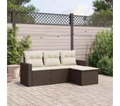 Set de sofás de jardín 4 piezas | juego de muebles de jardín | conjunto de comedor jardín y cojines ratán sintético marrón cfw33100