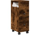 Maison exclusive - armario de baño estrecho con ruedas madera roble ahumado