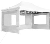 Zmh carpa de recepción plegable con paredes de aluminio 4,5 x 3 m blanca
