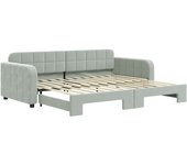 Sofá cama nido terciopelo gris claro 90x200 cm