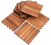 Baldosas de madera de acacia, 1 m², 11 unidades, 30 x 30 cm, para balcón, jardín, terraza, balcón