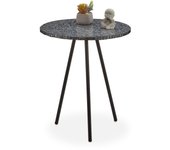 Relaxdays mesa auxiliar mosaico, hecha a mano, hierro-dm-cristal, negro, 50 x 41 cm