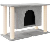 Rascador para gatos con postes de sisal gris claro 190 cm