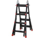 Escalera telescópica homcom aluminio, metal negro y rojo 401x49.3x11 cm b72-035