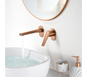 Imex - grifo monomando lavabo empotrado | grifo baño mezclador agua fria y caliente | serie delos | color oro rosa cepillado