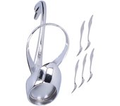 Juego de vajilla de aleación de zinc, 5 uds., cuchara pulida con espejo, tenedor, vajilla en forma de cisne (cisne de platino + 5 tenedores de fruta)