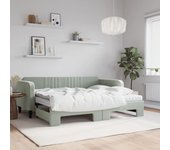 Sofá cama con nido y colchón de terciopelo gris claro 90x200cm