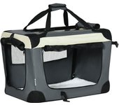 Transportín para mascotas pawhut acero, tela oxford gris 60x41x41 cm d00-153v01gy