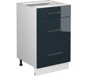 Vicco mueble bajo de cocina fame-line, azul oscuro alto brillo, 50 cm sin encimera