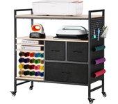 Vevor carro de almacenaje, compatible con plotters de corte, mesa de trabajo, 20 soportes para rollo de vinilo, 3 cajones, estación con ruedas