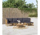 Conjunto de muebles de jardín vidaxl de 6 piezas con cojines de bambú gris oscuro
