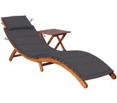 Vidaxl tumbona de jardín con mesa y cojín madera maciza de acacia