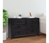 Aparador | aparador de comedor | armario de cocina de madera maciza de pino negro 110x35x70 cm cfw43044