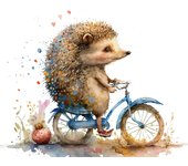Papel pintado panorámico niños - erizo en bicicleta