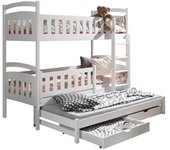 Litera vista 103, litera con cama extra, de dos pisos, blanco, 90x200, 90x190, madera, somieres, 96x208x164cm