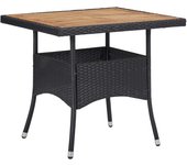 Mesa comedor para jardín ratán sintético madera de acacia negro