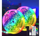 Tira de led nettlife de 20 m, tira rgb, luz de fondo inteligente para tv con control remoto