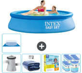 Paquete de piscina - intex - alrededor - 244x244x61 cm + accesorios cb22