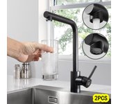 Cecipa max 2pcs grifo de cocina giratorio de 360 ° mezclador de fregadero con aireador extraíble grifo de fregadero de cocina negro, modelo ue