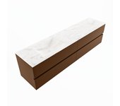 Mondiaz vica dlux 200cm mueble de baño color rust con 4 cajones. con lavabo cloud izquierda sin orificios color ostra