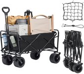 Vevor carrito plegable, carrito de playa de 3 pies cúbicos con ruedas todo terreno, carrito robusto plegable, capacidad de peso de 158kg con portavaso