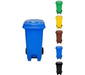 Cubo de basura 120 litros con pedal y ruedas | contenedor de basura robusto con pedal | 120 l (azul)