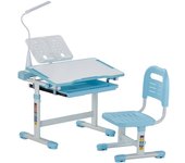 Vevor conjunto escritorio y silla para niños, escritorio ajustable con silla y lámpara, inclinación 0-40°, para habitación o sala de estudio, azul