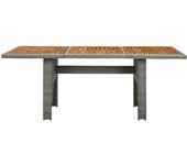 Mesa de jardín gris claro resina tejida y madera de acacia
