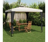 Vidaxl cenador con doble techo acero crema 2,98x2,98 m