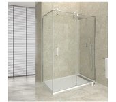 Mampara moving frontal corredera 110 cm + lateral fijo 75 cm transparente cromado
