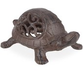 Relaxdays figura de tortuga, hierro fundido, decoración hogar o jardín, 6,5x10x15cm, adorno interior o exterior, marrón